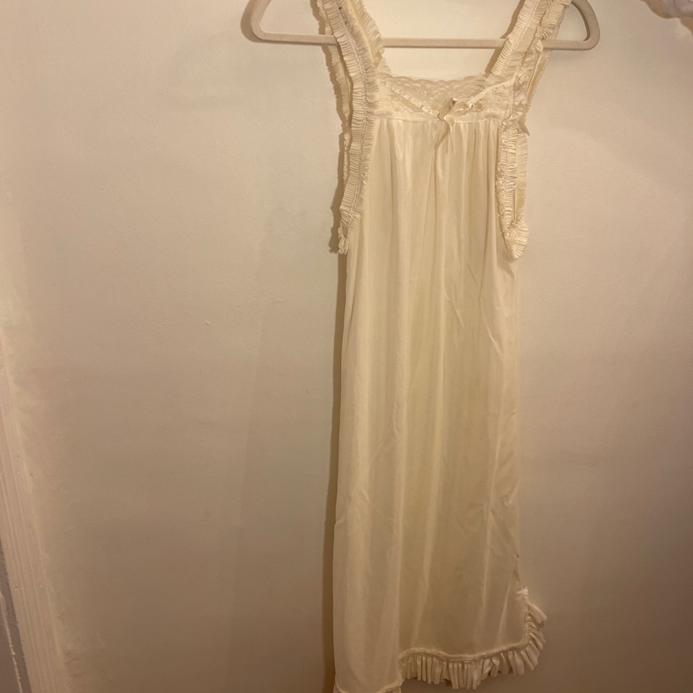 Vintage Cream Ruffled Slip Dress - read description